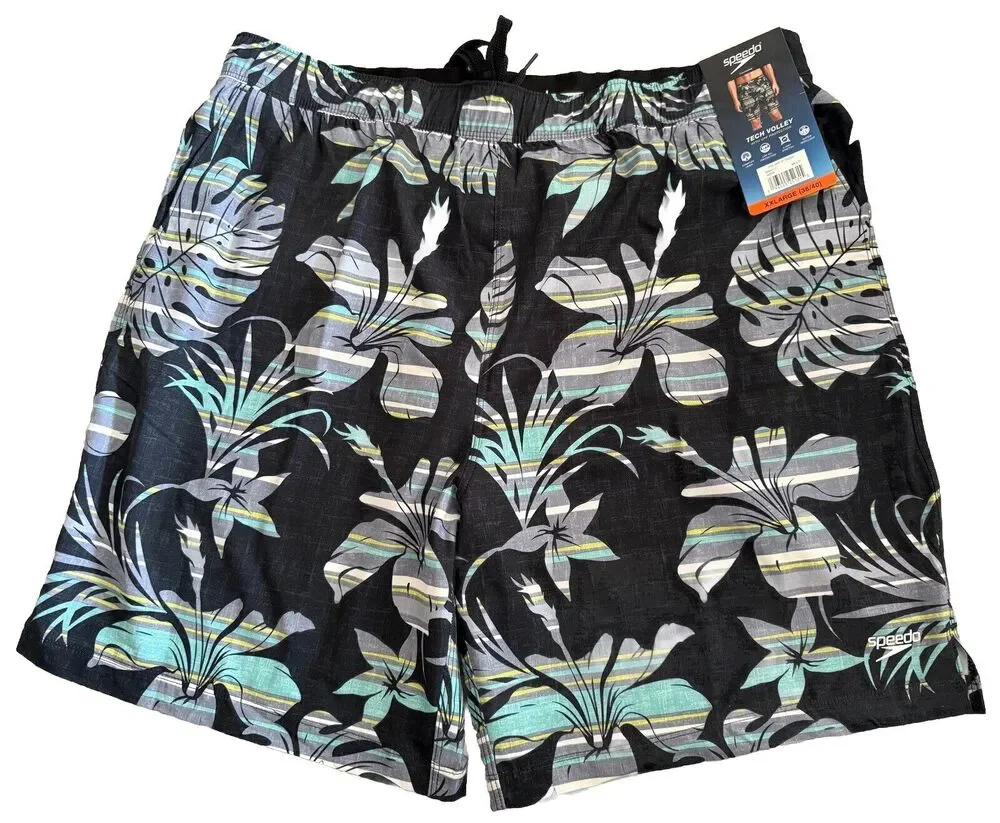 SPEEDO Tech Volley UPF 50+ Swim Short Tropical Print Sz XXL (38-40) NWT